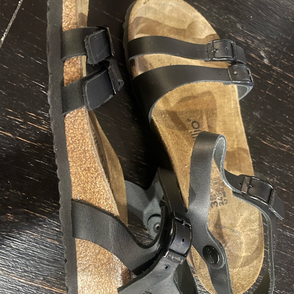 Papillio Black Strap Sandals with Cork Base
